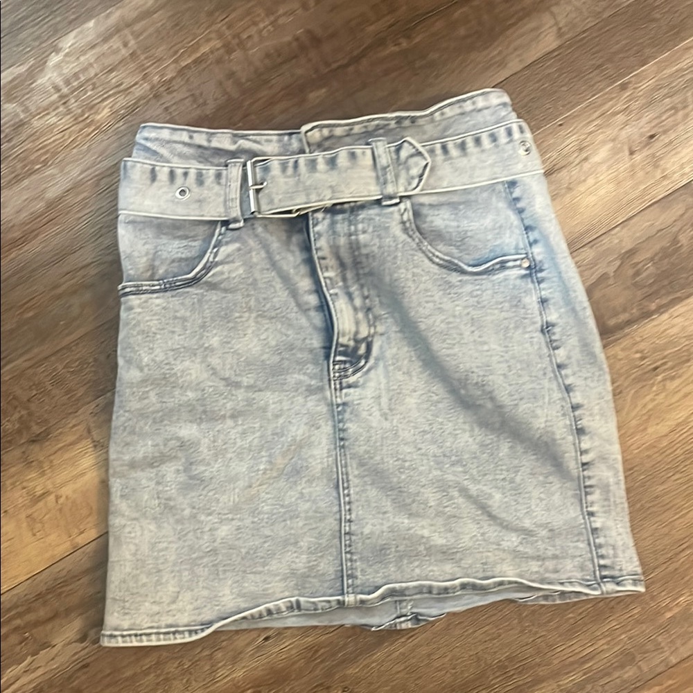 Denim Belted Skirt